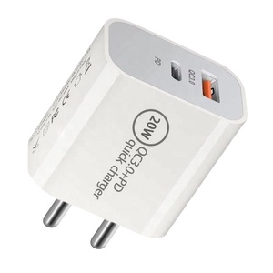 20W Ấn Độ tiêu chuẩn cắm Ấn Độ PD sạc kép USB PD + QC3.0 tường sạc cho iPhone 12/11/x <span class=keywords><strong>iPad</strong></span> Samsung Huawei - Product Image 3
