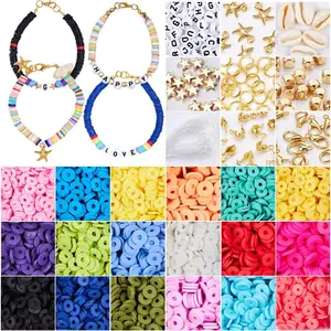 4800 Pcs Flat Round Polymer Clay Spacer Beads for Jewelry Making Bracelets Necklace Earring DIY Craft Kit (6mm 18 Colors Beads)