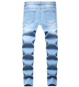 ホットデザインジーンズメンズ無地パンツスキニーストレッチブルーパンツ伸縮性スリムフィットメンズジーンズ - Product Image 4