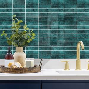 Green Peel and <strong>Stick</strong> <strong>Tiles</strong> Self Adhesive Glossy Stacked <strong>Tile</strong> <strong>Brick</strong> Mosaic <strong>Stick</strong> <strong>on</strong> Backsplash for Kitchen Bathroom RV Laundry - Product Image 6