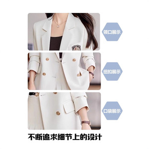 Black Women's Suit Set Solid Color Anti-Wrinkle Academic Style Jacket Casual Suit For College Student Interview - Product Image 5
