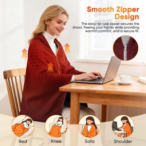 Couverture chauffante <span class=keywords><strong>sans</strong></span> <span class=keywords><strong>fil</strong></span>, châle <span class=keywords><strong>chauffant</strong></span> électrique, 3 niveaux de chauffage, batterie externe rechargeable, comme cadeaux d'hiver pour les femmes et les mamans - Product Image 4