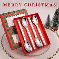 Ensemble de couverts en acier inoxydable avec manche en métal, finition miroir, design européen, coffret cadeau de Noël, ensemble de vaisselle