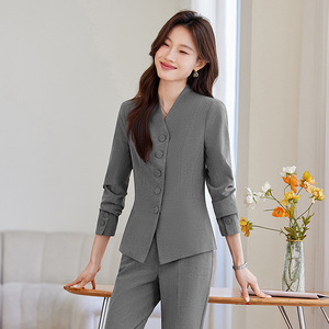 Women's Collarless Blazer Polyester Worsted Anti-Wrinkle Professional Work Suit Spring Autumn Style - Product Image 2