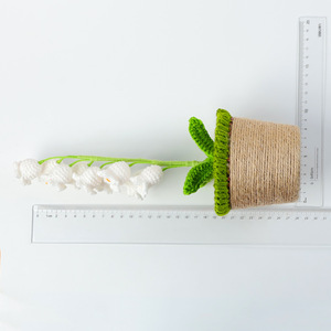Decoração <span class=keywords><strong>home</strong></span> tecido flores falsas buquê Fio de lã grande lírio do vale vaso planta de malha <span class=keywords><strong>artificial</strong></span> tricô flor - Product Image 2