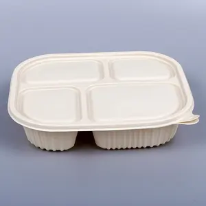 Caja de embalaje de alimentos, contenedor Biodegradable de alimentos de maíz y almidón, con calefacción, 3, 4 y 5 compartimentos