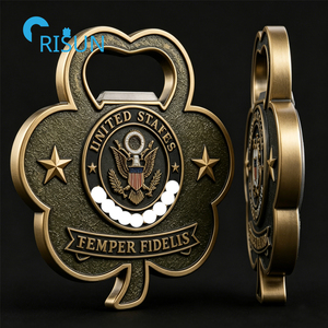 Moneda Conmemorativa Personalizada 3D con Forma de Trébol de la <span class=keywords><strong>Suerte</strong></span>, Línea Azul Delgada, K9, para Veteranos de la USAF, USN, USMC, con Destapador de Botellas - Product Image 5