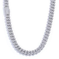 Collier en zircon glacé à quatre rangs de 15 mm, style rappeur, chaîne cubaine Miami hip-hop, plaqué or et argent avec diamant et perle, cadeau