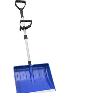 Pelle à neige industrielle en bois avec grande tête, poignée en D, manche de 100-120 cm, noir/marron clair, pour le déneigement des allées de voitures - Product Image 1