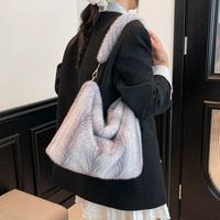 Sac à main hiver en fausse fourrure de vison JINZE3471 pour femme, grande capacité, doux et moelleux, sac hobo à bandoulière avec sangle amovible