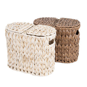 Panier de rangement tissé Bobai, rectangulaire, couleur café, blanc, fait main, organisateur de vêtements, type sur pied, pour la maison, la cuisine, le salon - Product Image 2