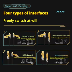 Cable de Carga Multifunción 4 en 1 Tipo-C USB de Calidad Excepcional, PD 65W Súper Rápido, para Teléfonos IOS y Android - Product Image 5