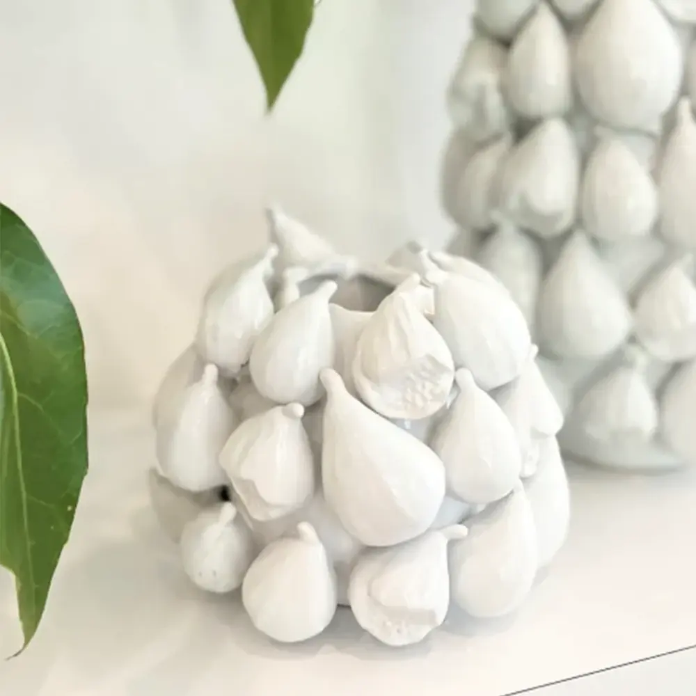 Aangepaste Creatieve Moderne Keramische Bloemenvaas Witte Vijgenvaas Voor Woondecoratie Vijgenvaas Indoor Levendige Fruitvorm Bloempot