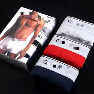 Emballage de conserve personnalisé boxeurs pour hommes sous-vêtements pour hommes logo personnalisé classique confortable shorts pour hommes en coton slips