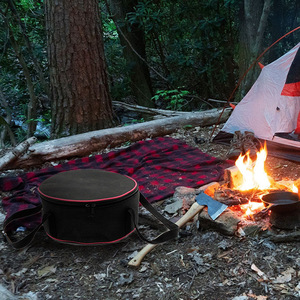 Oxford Cloth Pot Bag Black <b>Outdoor</b> Camping <b>Cookware</b> Storage Bag Simple Style Handbag - Product Image 3