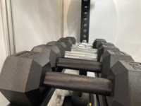 Haltères hexagonaux en caoutchouc durables avec poignée droite, vente en gros d'usine, pour la musculation