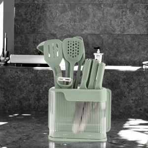 ชุดอุปกรณ์ครัวซิลิโคนทนความร้อน 17 ชิ้น เกรดอาหาร ปลอดภัยต่อสิ่งแวดล้อม พร้อมมีด ที่วางเขียง และที่จับถนัดมือ - Product Image 3