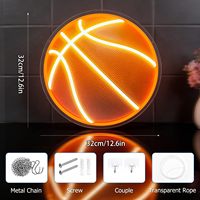 Enseigne néon de basket-ball imprimée UV, lumière LED à intensité variable. Idéal pour la décoration de la chambre à coucher, de la salle de jeux et de la salle de réunion des hommes.