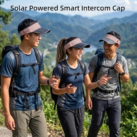   Casquette de sport à visière avec interphone de groupe instantané, alimentée par énergie solaire, à voix claire, pour le golf et les aventures en plein air