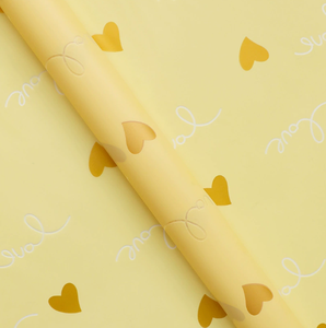 Papel de regalo impermeable al por mayor para el Día de San Valentín, en forma de corazón, amarillo, plástico, para empaquetar ramos de flores. - Product Image 1