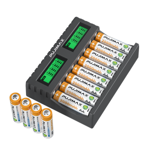 Chargeur de batterie intelligent rechargeable <span class=keywords><strong>AA</strong></span> 1,2 V PUJIMAX avec 4 piles NiMH <span class=keywords><strong>AA</strong></span> pour appareil photo en stock - Product Image 1
