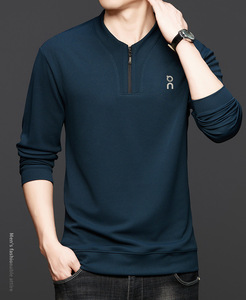 Camisola de gola semi-zíper masculino Pullover Casual Joker camisa de manga comprida - Product Image 6