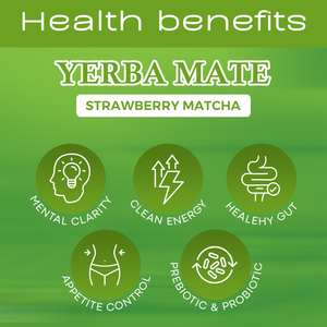 Prebiótico Instant Mate Tea Gut Health Support Strawberry Matcha Flavor Organic Yerba Mate Tea Powder para el control del apetito - Product Image 3