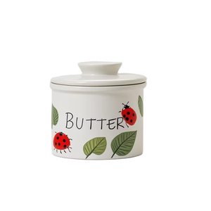 Piatto di burro in ceramica a tema coccinella colorato di lusso carino per lo stoccaggio vivace e l'arredamento della tavola - Product Image 3
