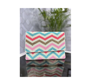 Hợp thời trang nhiều màu đính cườm trò chơi ngày túi xách phong cách <span class=keywords><strong>Zig</strong></span> <span class=keywords><strong>Zag</strong></span> thiết kế trang trí đính cườm ví cho phụ nữ - Product Image 1