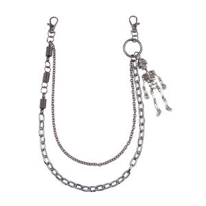 Cadena de cintura de doble capa estilo esqueleto, punk, hip hop, de moda, cadena corporal de plata tibetana para uso diario - Product Image 5