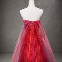 Robe de soirée classique rouge irisée, bustier, froncée, avec cape en tulle bicolore, coupe trapèze, pour bal de promo et concours de beauté, sur mesure, vente en gros