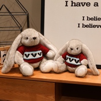 Peluche Lapin à Oreilles Tombantes Personnalisée OEM, Plusieurs Styles au Choix, Jouet en Peluche Doux avec Nœud/Pull/Écharpe
