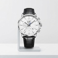 Montre mécanique automatique pour homme de haute qualité, cadran en cristal saphir, boîtier en alliage de titane, bracelet en cuir véritable, montre élégante et luxueuse