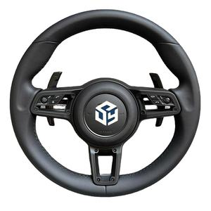 Para <span class=keywords><strong>Porsche</strong></span> Cayman 987 <span class=keywords><strong>S</strong></span> Design <span class=keywords><strong>Edition</strong></span> 1 Sport R 2006 a 2012 Volante redondo negro de cuero completo - Product Image 1