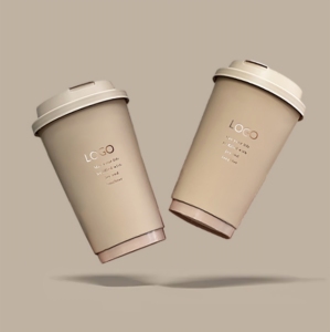 Gobelet en papier tactile à double paroi biodégradable personnalisé de qualité supérieure Offre Spéciale gobelet en papier à café kraft estampage à l'or chaud avec couvercle et manchon