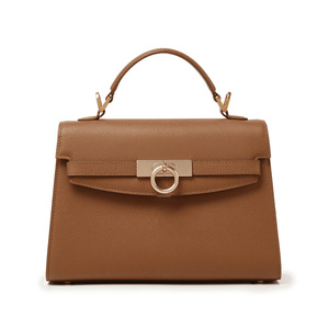 Bolso de mano de cuero crossgrain con asa superior y logotipo personalizado, bolso de oficina para mujer, bolso cruzado clásico para mujer - Product Image 1