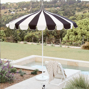 Parasol de luxe personnalisé à rayures noires pour piscine, bord festonné, parasol d'extérieur pour marché commercial, jardin, patio, pagode, plage, parasol avec franges - Product Image 1