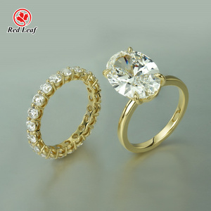 Redleaf 9K <span class=keywords><strong>10k</strong></span> 14k vàng Bộ nhẫn vàng hình bầu dục cắt DEF vvs VS 1CT 2ct với IGI báo cáo phòng thí nghiệm phát triển chiếc nhẫn kim cương - Product Image 2