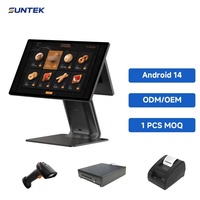 Terminal de point de vente SUNTEK SC1 15,6 pouces tout-en-un avec écran tactile capacitif, Android 14/Linux OS, caisse enregistreuse sans fil