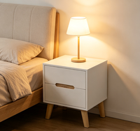 Mesita de Noche con Cajones, Precio de Fábrica, Muebles de Dormitorio, Mesa de Noche Moderna de Madera Blanca