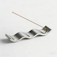 Porte-encens zen japonais en céramique argentée ondulée en bois de santal pour la méditation à domicile, la chambre à coucher, le salon, la décoration