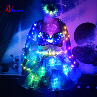 Robe de bal avec lumières LED pour performance sur scène Robe à LED bleue, verte, rouge à vendre, robes de danse chaudes et sexy pour club