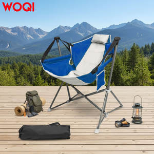 Silla plegable portátil Woqi con marco de hierro, portavasos, bolsillos laterales y almohada para playa y camping - Product Image 5