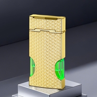 Briquet à gaz métallique pour homme, réservoir de gaz visible, flamme résistante au vent