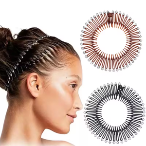 Sibba Set 9 Cerchietti Elastici A Pettine Per Capelli - Fasce Stretch In Plastica Per Donne E Ragazze - Colori Nero, Caffè E Tartarugato