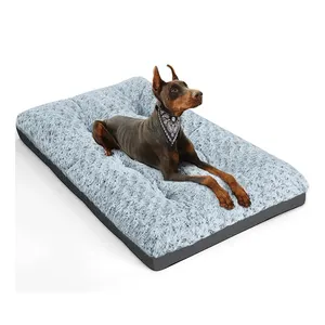 新款上市设计深灰色宠物狗床2024豪华矩形大可洗盖垫大尺寸毛绒狗垫大狗