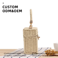 Nouveau fait à la main paille rotin pochette de luxe Style naturel décontracté fourre-tout chaîne décoration Durable été plage accessoire pour les femmes