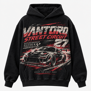 Felpa con Cappuccio Oversize Unisex Stile Racing, Effetto Vintage Nero, Grafica Auto da Corsa, Pullover Streetwear - Product Image 3