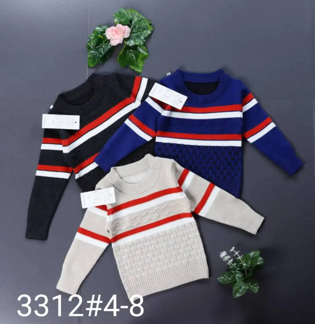 Grosir Sweater Anak Laki-laki Desain O-neck Rajutan Buatan Tangan Kualitas Tinggi Katun Sweater untuk Anak-anak