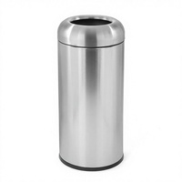 Poubelle extérieure en acier inoxydable de grande capacité avec couvercle, ouverture supérieure, bac amovible - Usage commercial (Argent)